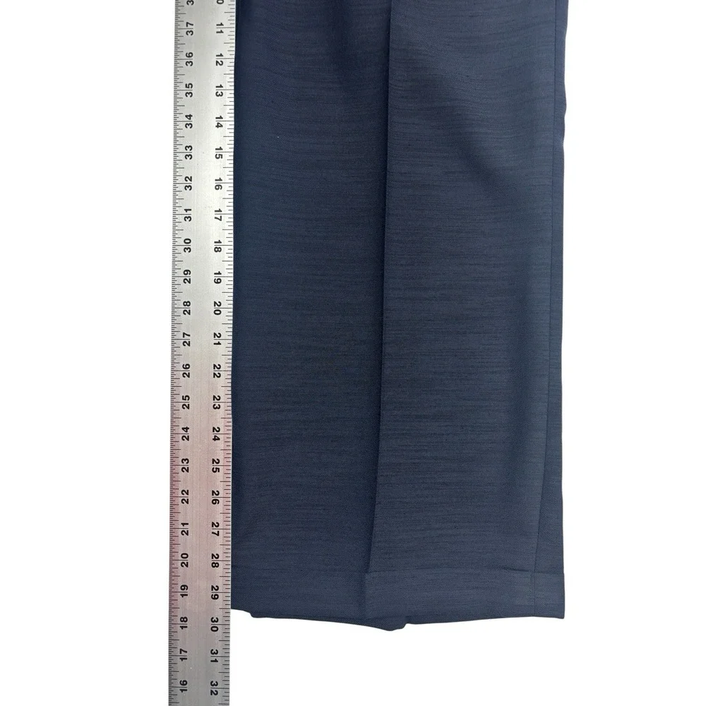 NEW vtg Bespoke Tailored 34x30 Navy Blue Silk Pants Trousers Pleated Wide Leg